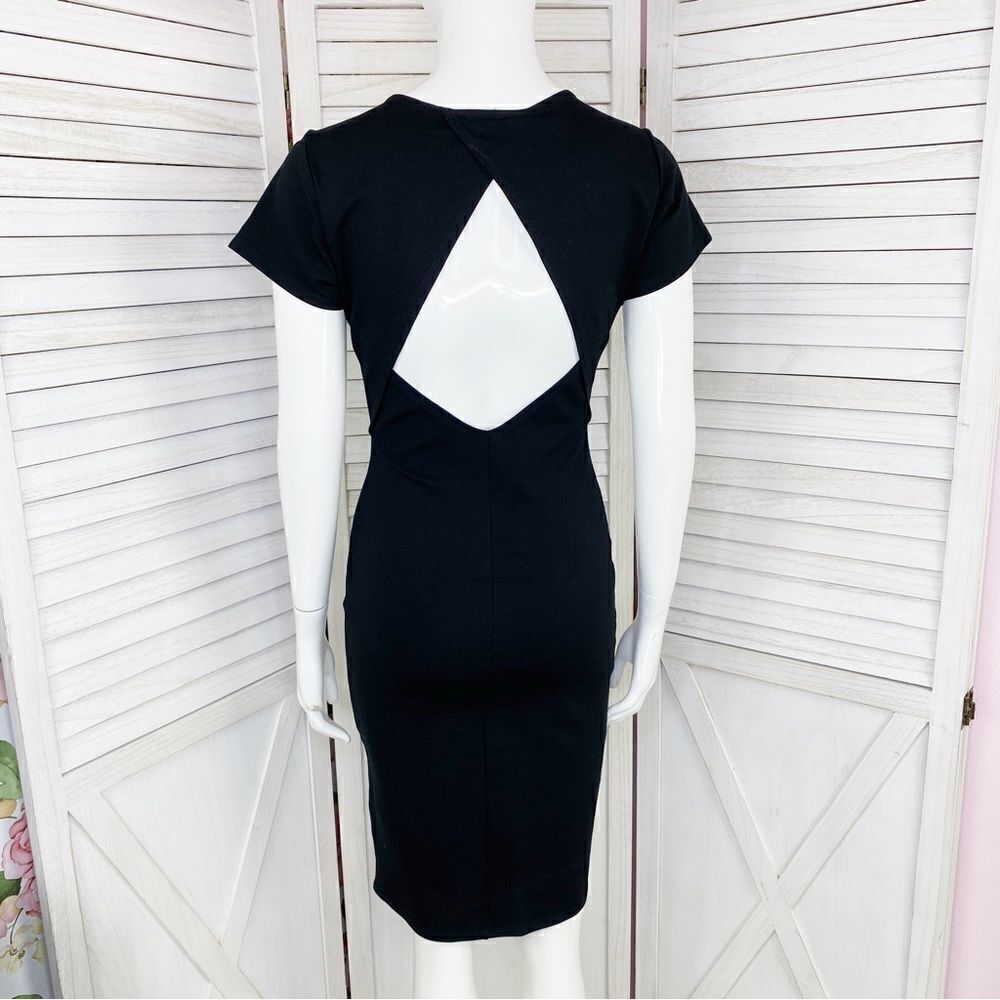 Rolla Coster Back Cutout Sheath Tee Shirt Dress Black Small